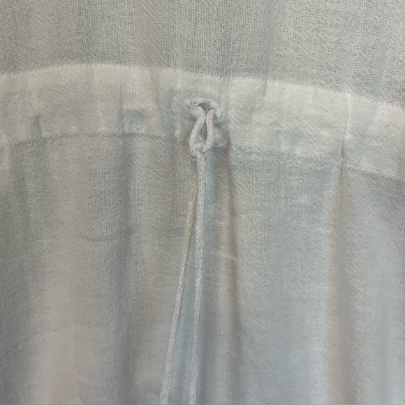 Peruvian Cotton Resortwear White Maxi Kaftan Cover Up Fringe Sz M Made in Peru - Picture 8 of 13